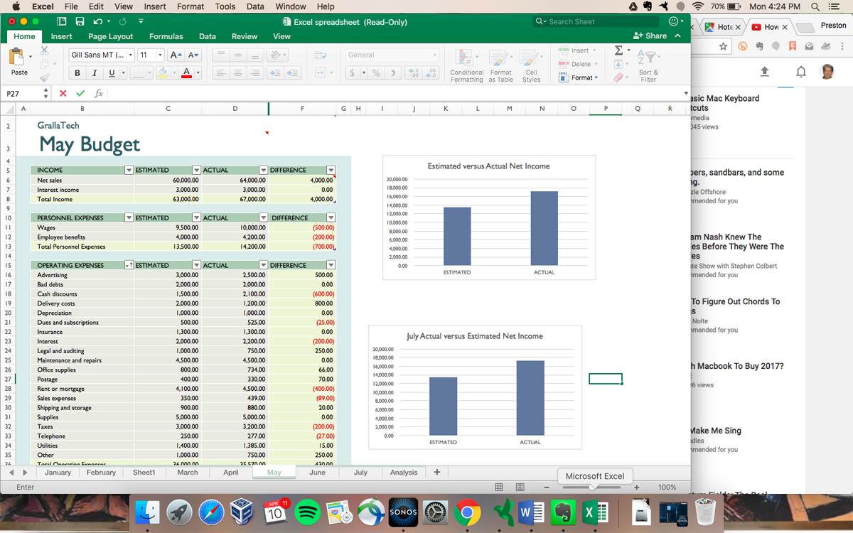 f4 on mac for excel